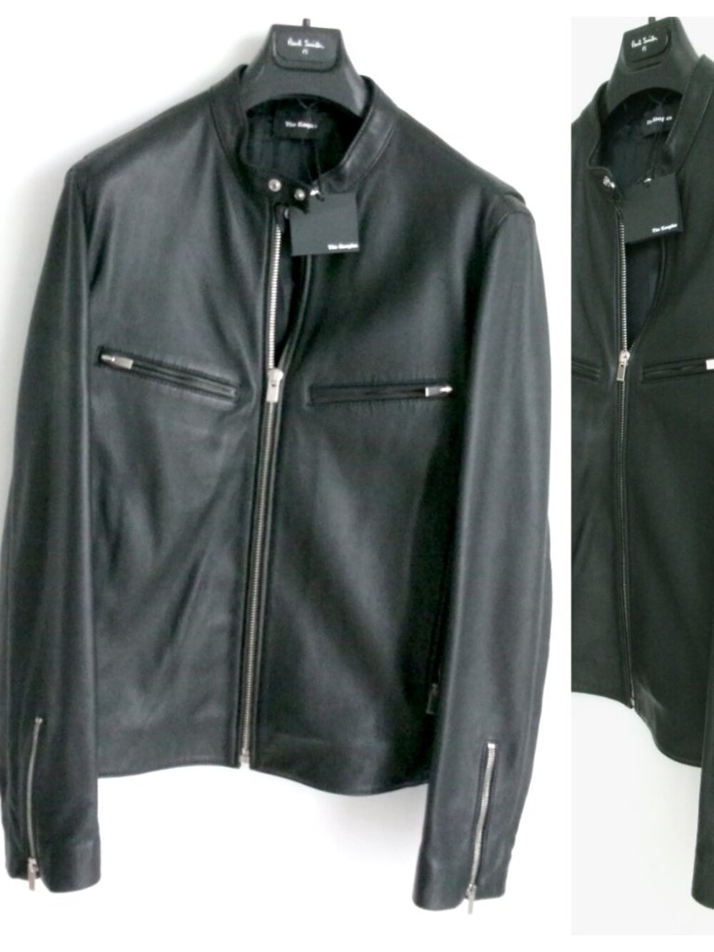 NWT THE KOOPLES LAMBSKIN LEATHER MEN'S BIKER JACKET Sz-L